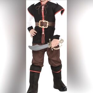 Boys Pirate Costume & Captain Jack Hat with Braids